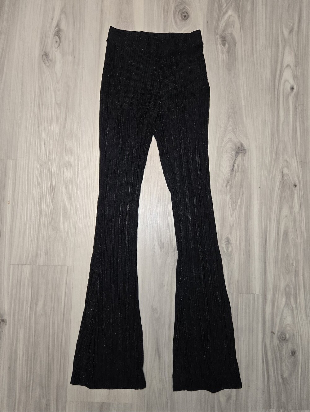 Charlotte Russe Black & Gold Metallic Shimmer Knit Flare Pants XS Y2K Festival